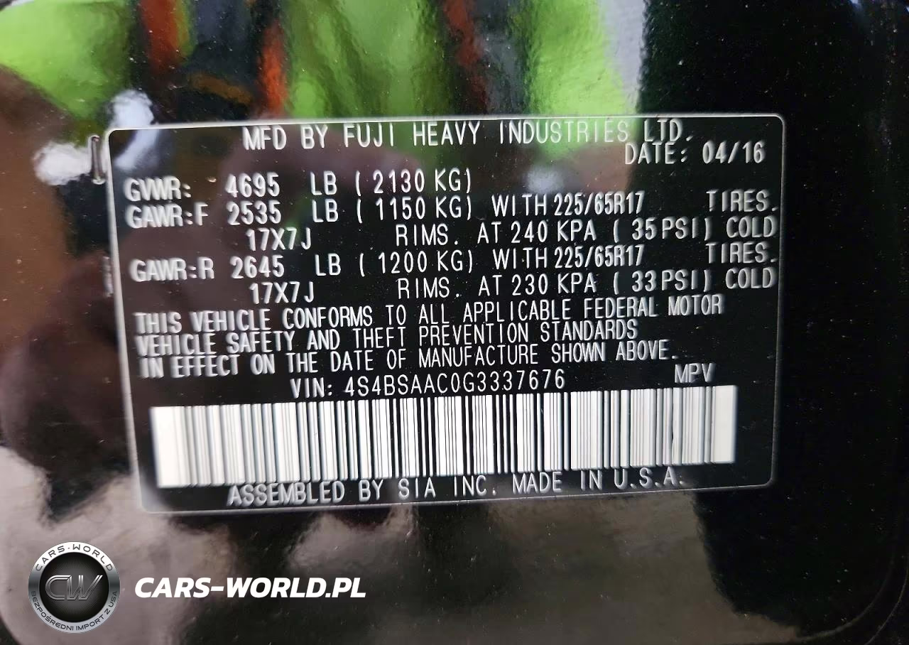 2016 Subaru Outback 2.5I VIN:4S4BSAAC0G3337676 - 13