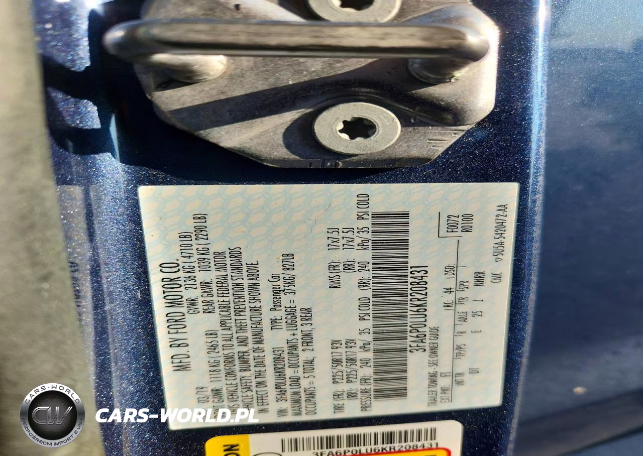 2019 Ford Fusion Se VIN:3FA6P0LU6KR208431 - 13
