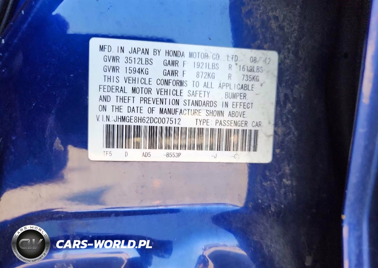 2013 Honda Fit Sport VIN:JHMGE8H62DC007512 - 12