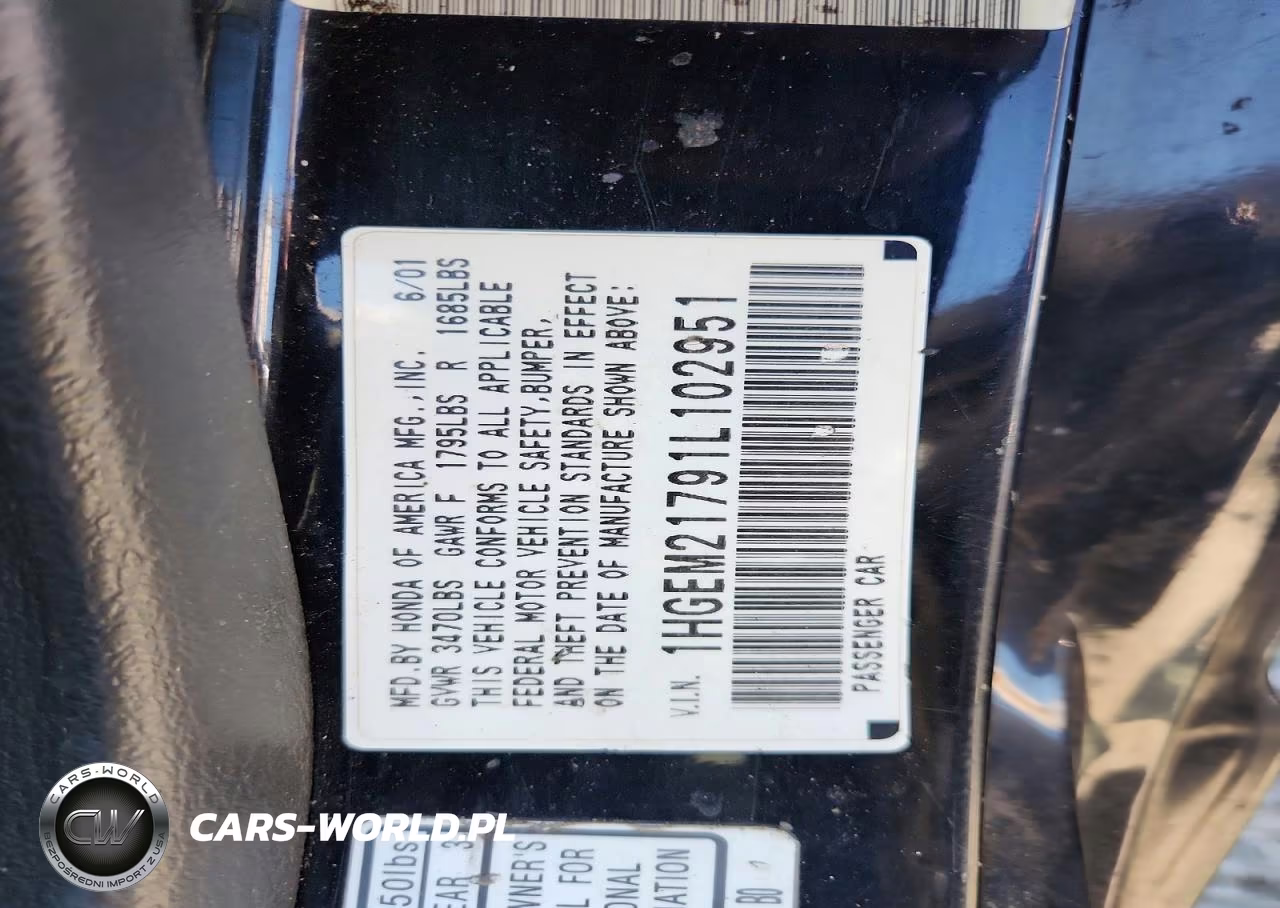 2001 Honda Civic Hx VIN:1HGEM21791L102951 - 12