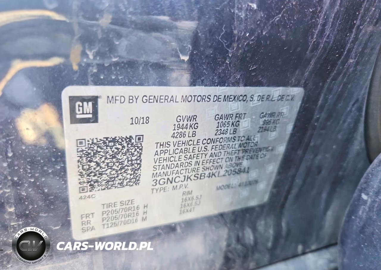 2019 Chevrolet Trax Ls VIN:3GNCJKSB4KL205841 - 12