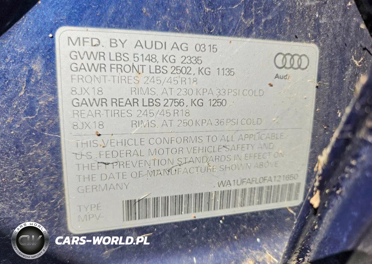 2015 Audi A4 Allroad Premium Plus VIN:WA1UFAFL0FA121650 - 13