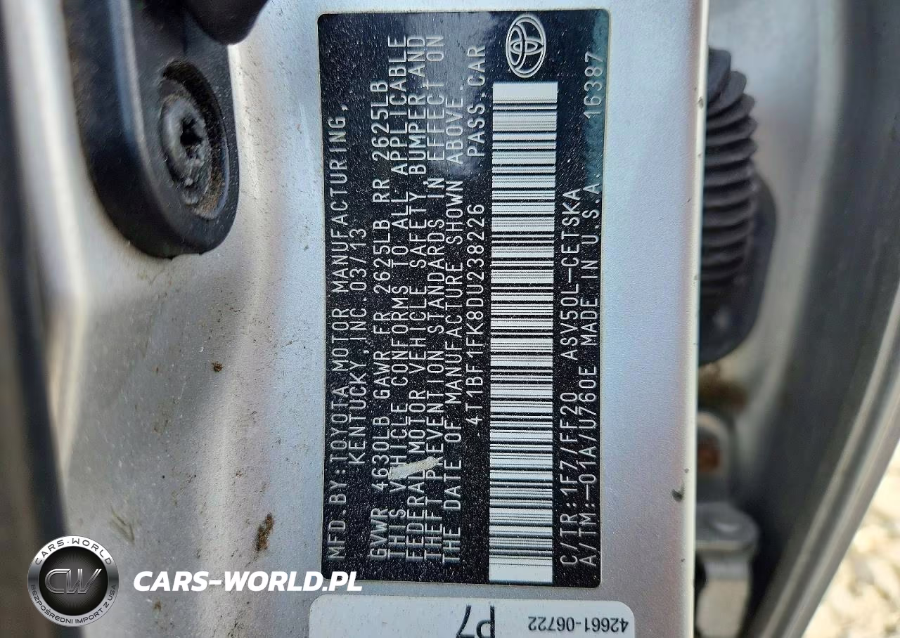 2013 Toyota Camry Se VIN:4T1BF1FK8DU238226 - 13