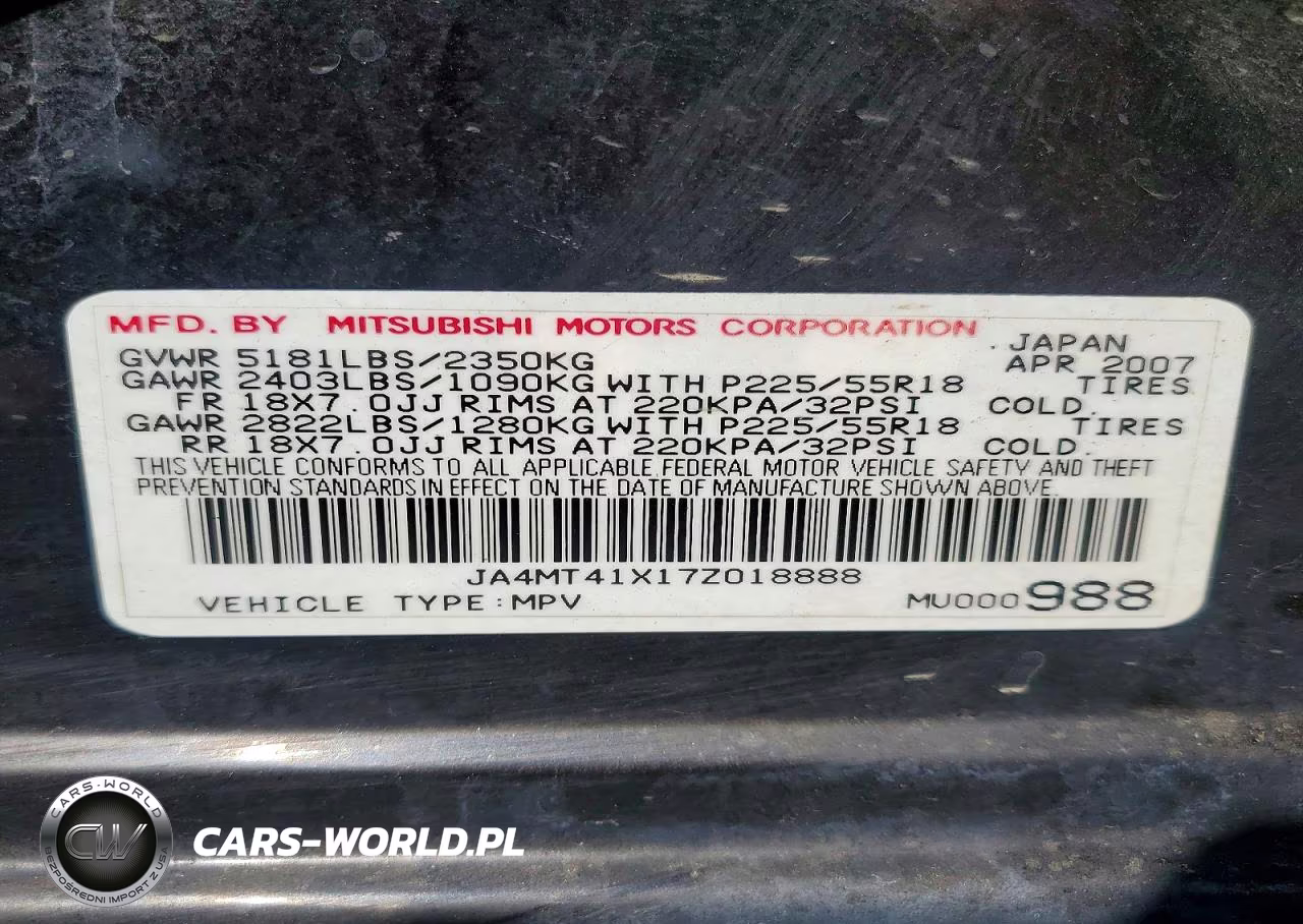 2007 Mitsubishi Outlander Xls VIN:JA4MT41X17Z018888 - 13