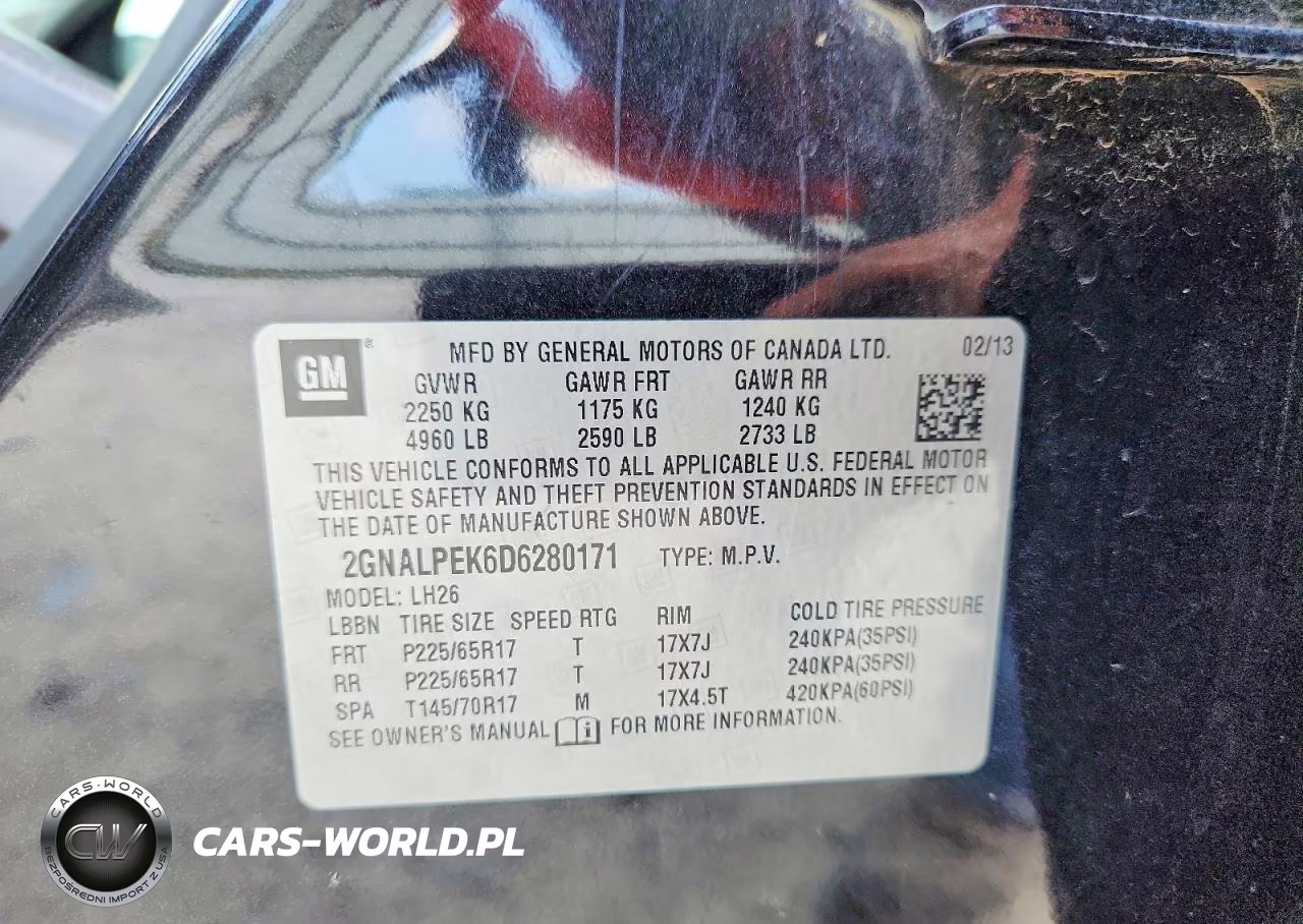 2013 Chevrolet Equinox Lt VIN:2GNALPEK6D6280171 - 13