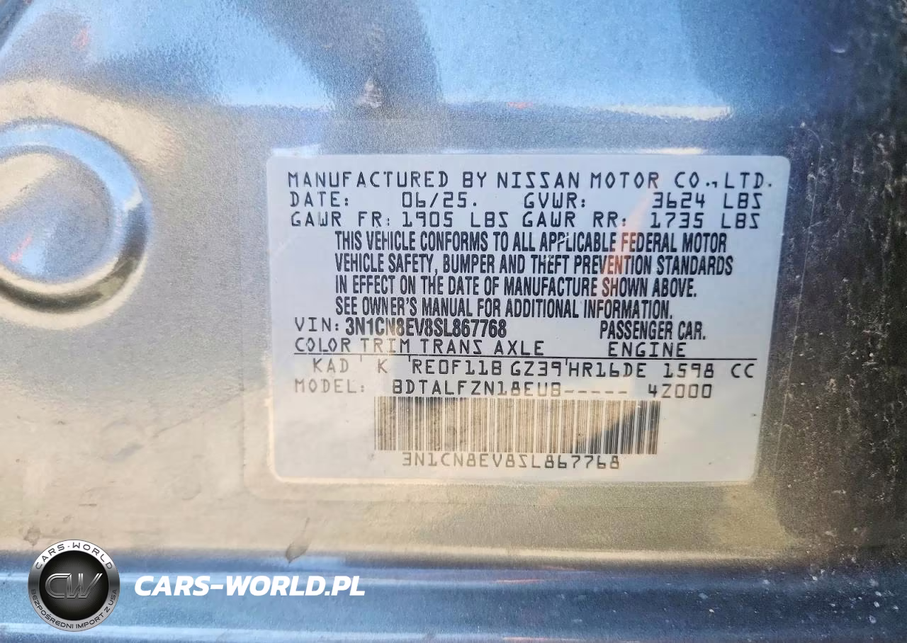 2025 Nissan Versa Sv VIN:3N1CN8EV8SL867768 - 12