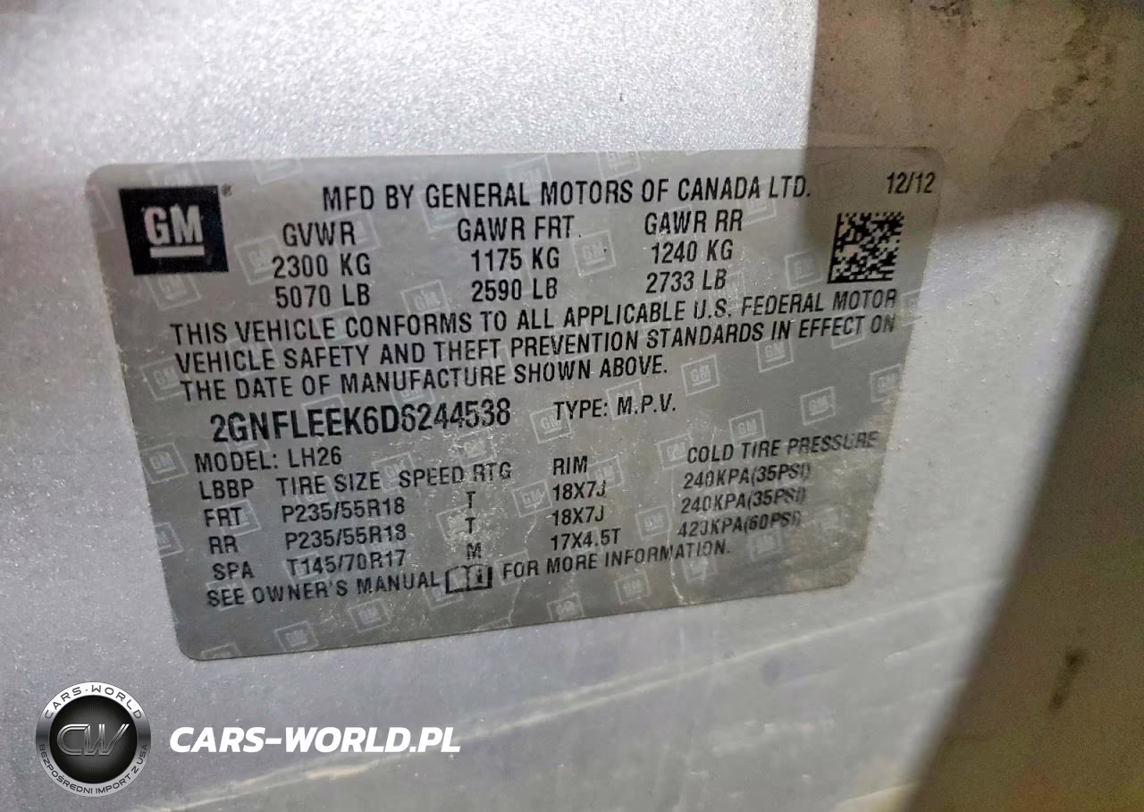 2013 Chevrolet Equinox Lt VIN:2GNFLEEK6D6244538 - 13
