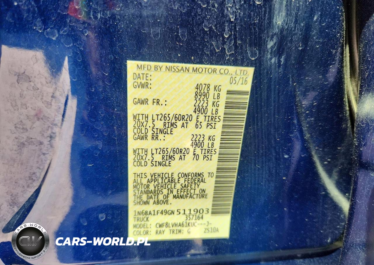 2016 Nissan Titan Xd Sl VIN:1N6BA1F49GN511903 - 12