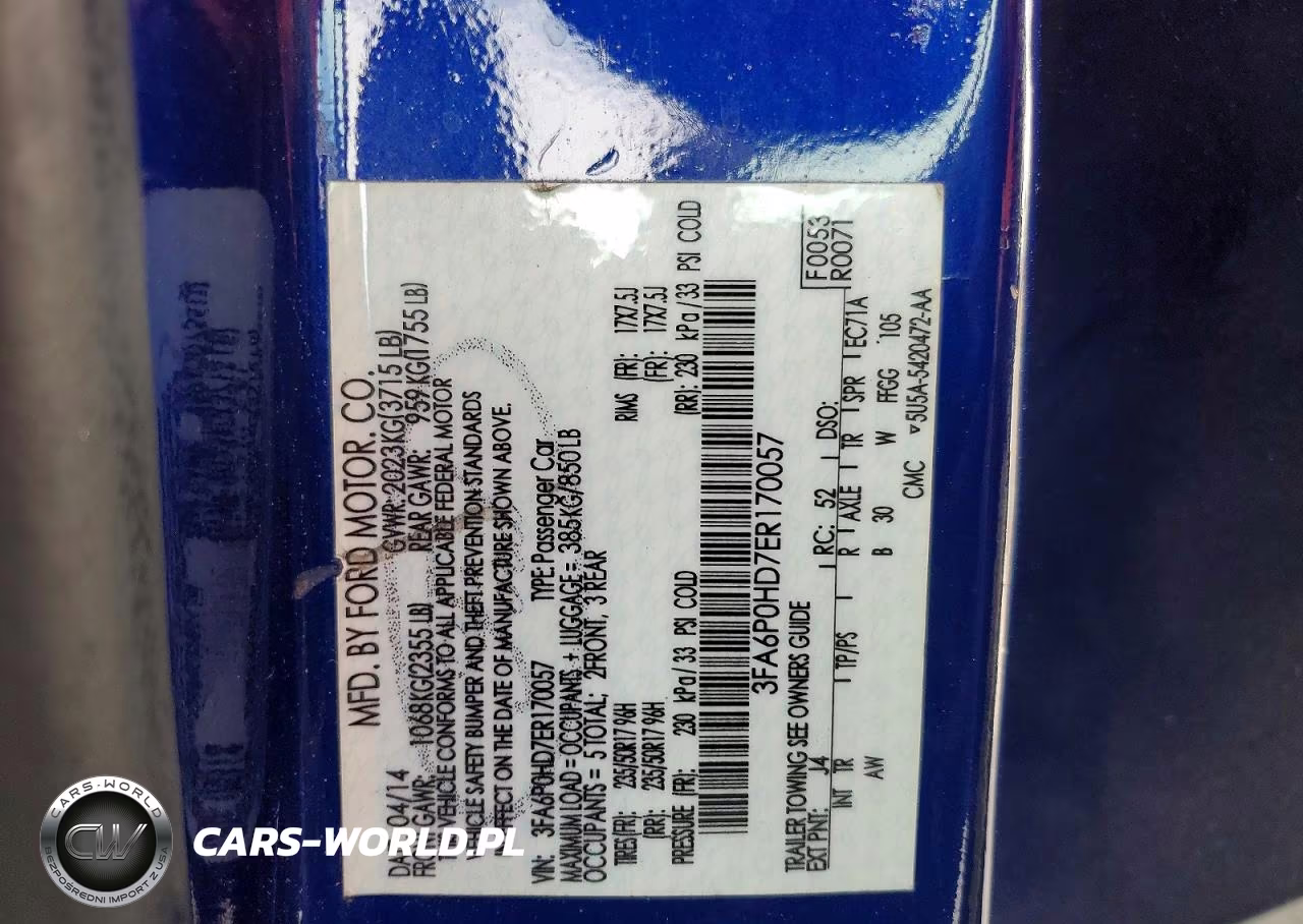 2014 Ford Fusion Se VIN:3FA6P0HD7ER170057 - 12