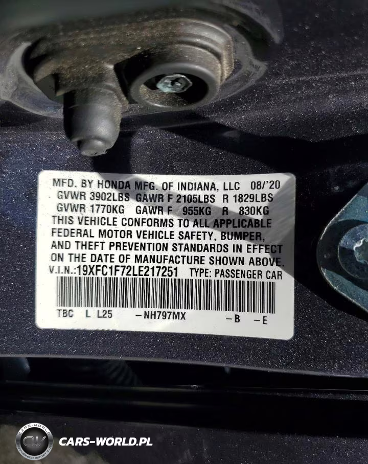 2020 Honda Civic Exl VIN:19XFC1F72LE217251 - 12