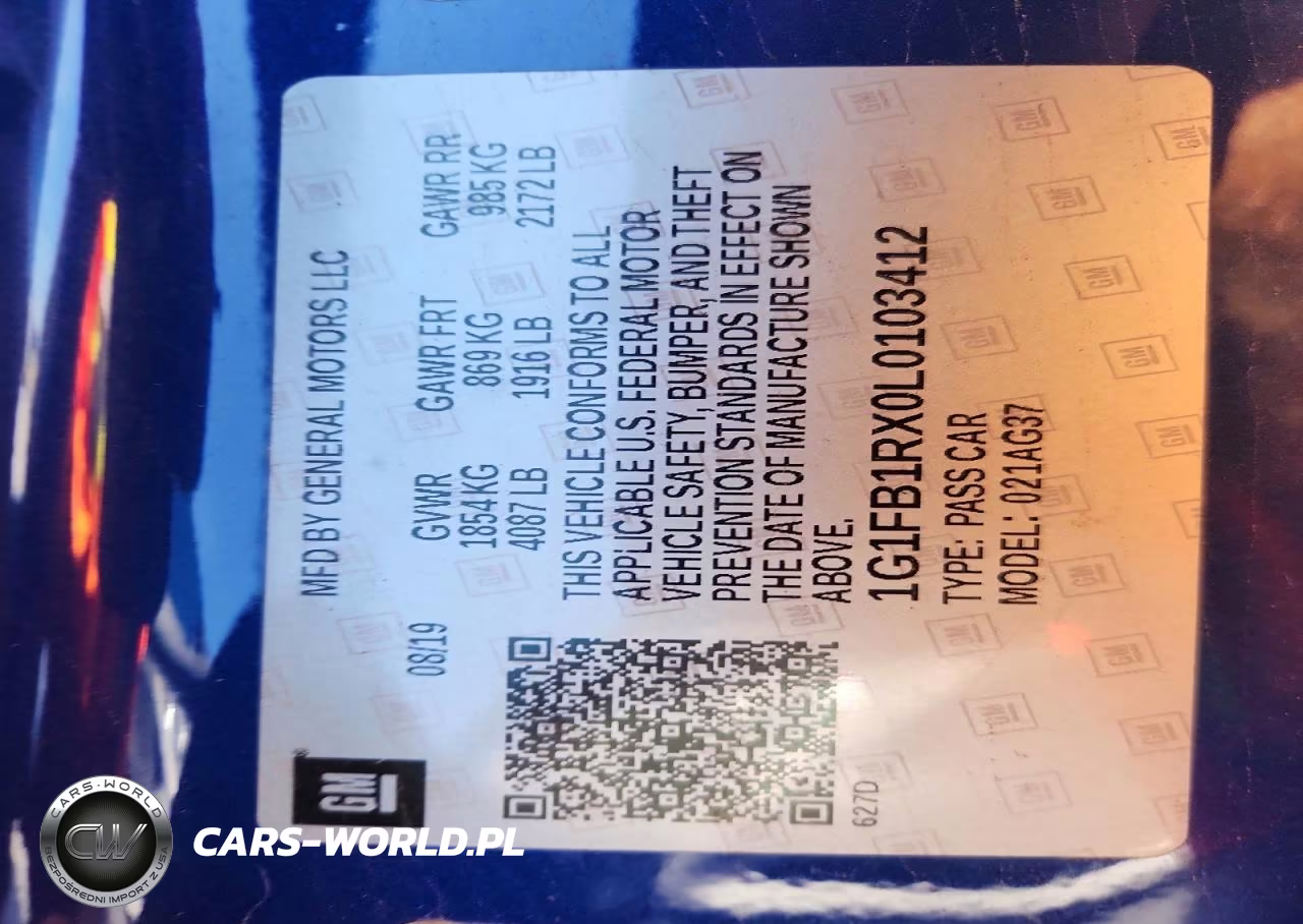 2020 Chevrolet Camaro Ls VIN:1G1FB1RX0L0103412 - 12