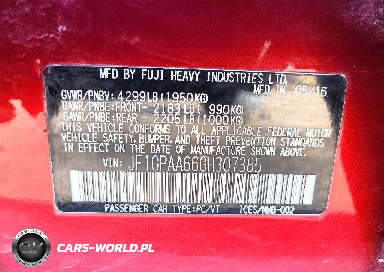 2016 Subaru Impreza VIN:JF1GPAA66GH307385 - 12