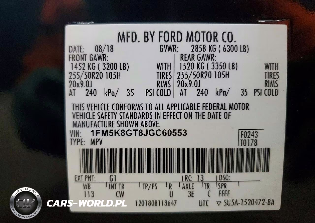 2018 Ford Explorer Sport VIN:1FM5K8GT8JGC60553 - 13