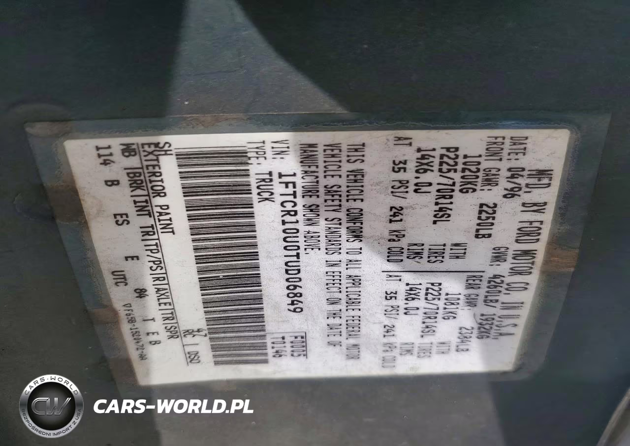 1996 Ford Ranger VIN:1FTCR10U0TUD06849 - 12