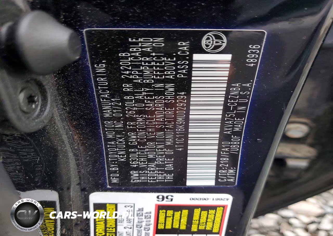 2021 Toyota Camry Le VIN:4T1C11BK9MU029294 - 12