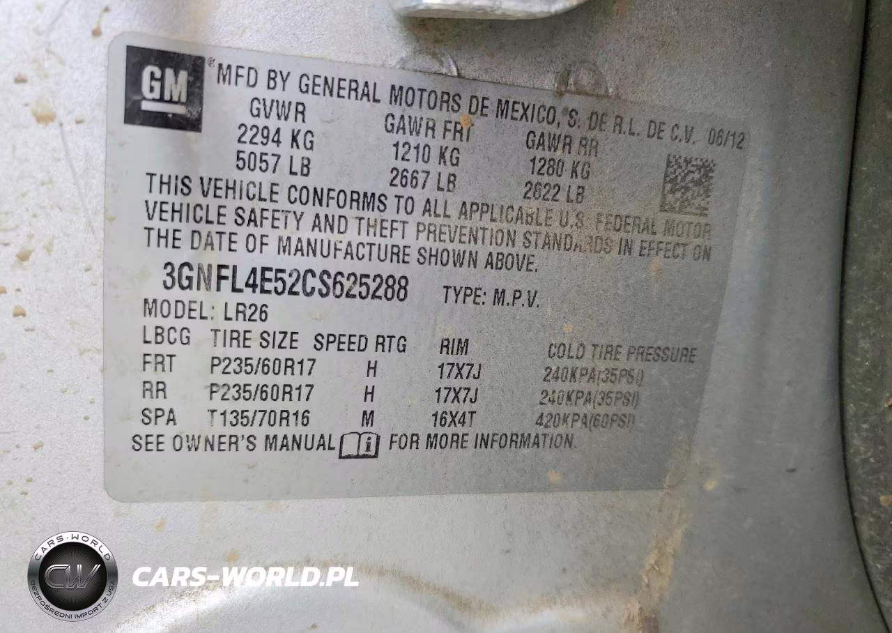 2012 Chevrolet Captiva Sport VIN:3GNFL4E52CS625288 - 13