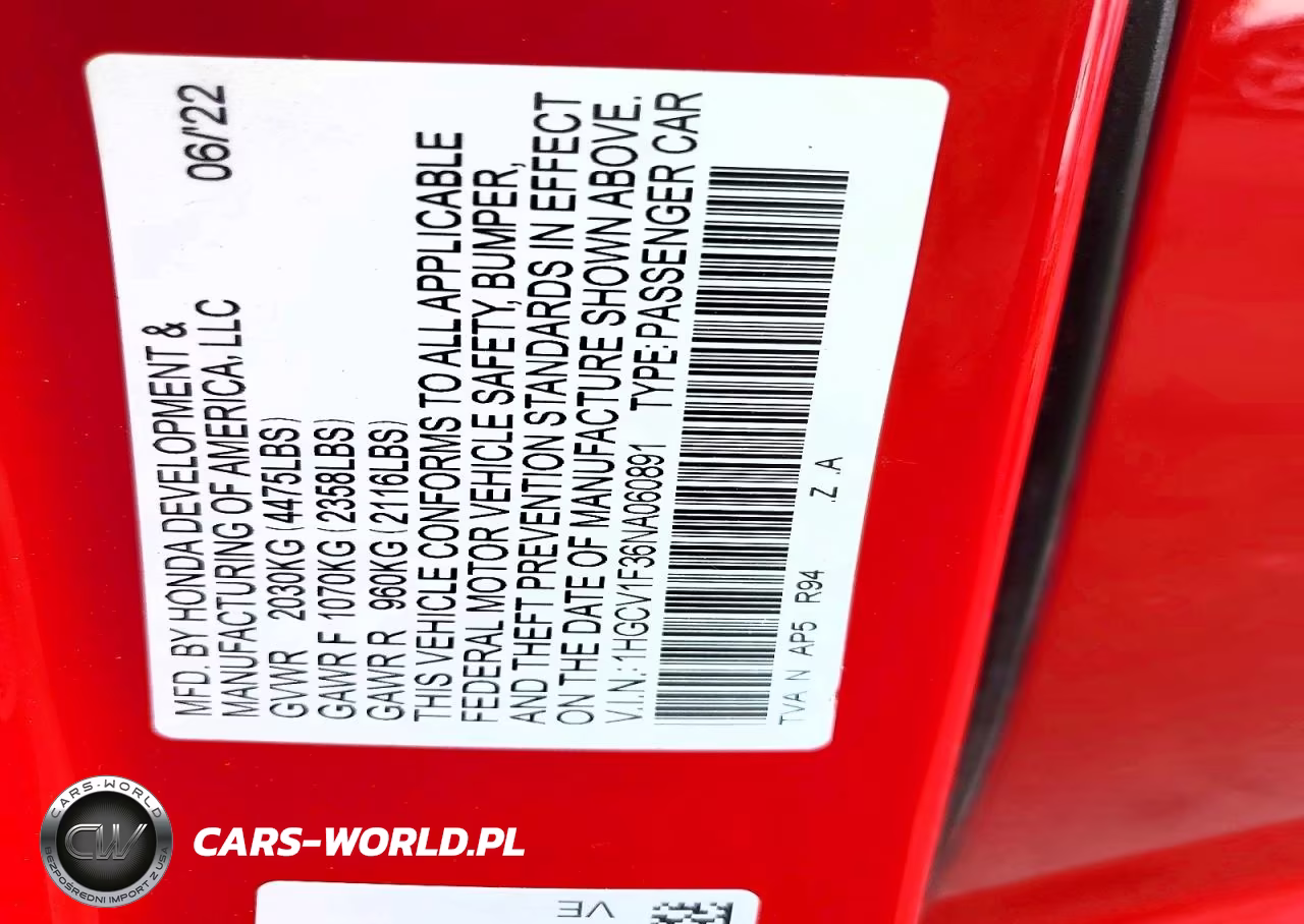 2022 Honda Accord Sport VIN:1HGCV1F36NA060891 - 12