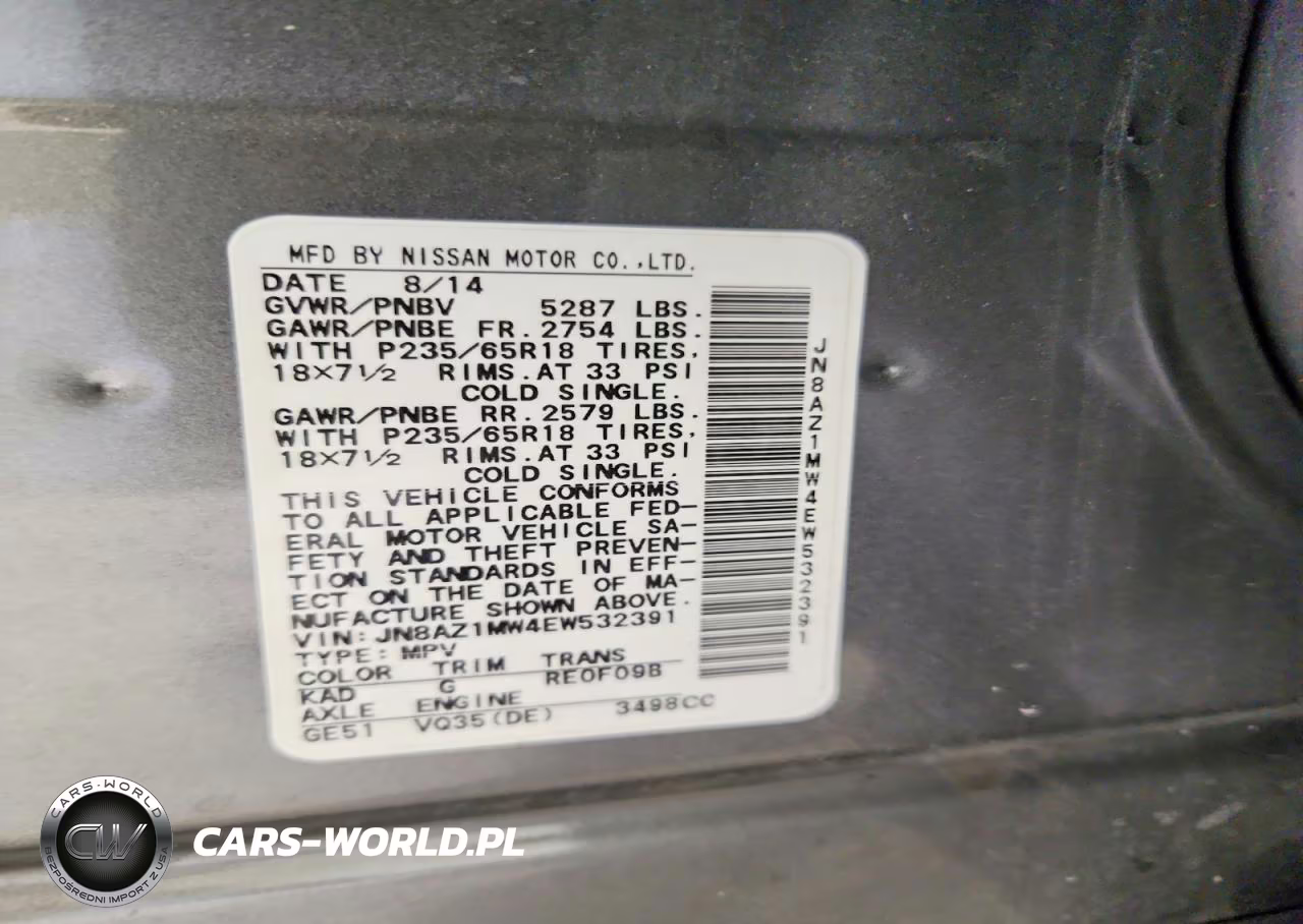 2014 Nissan Murano Sl VIN:JN8AZ1MW4EW532391 - 12