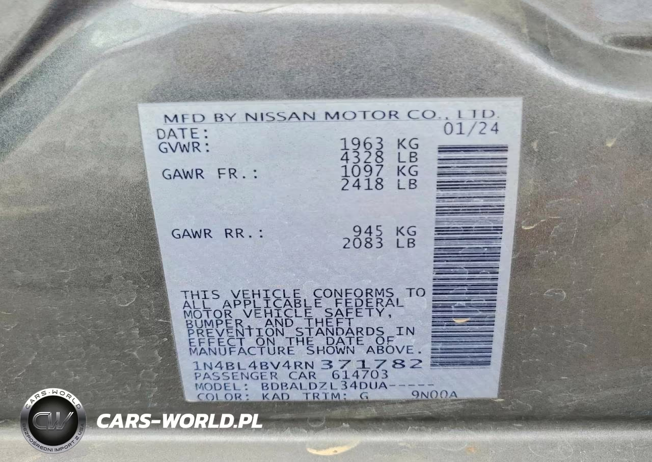 2024 Nissan Altima S VIN:1N4BL4BV4RN371782 - 12