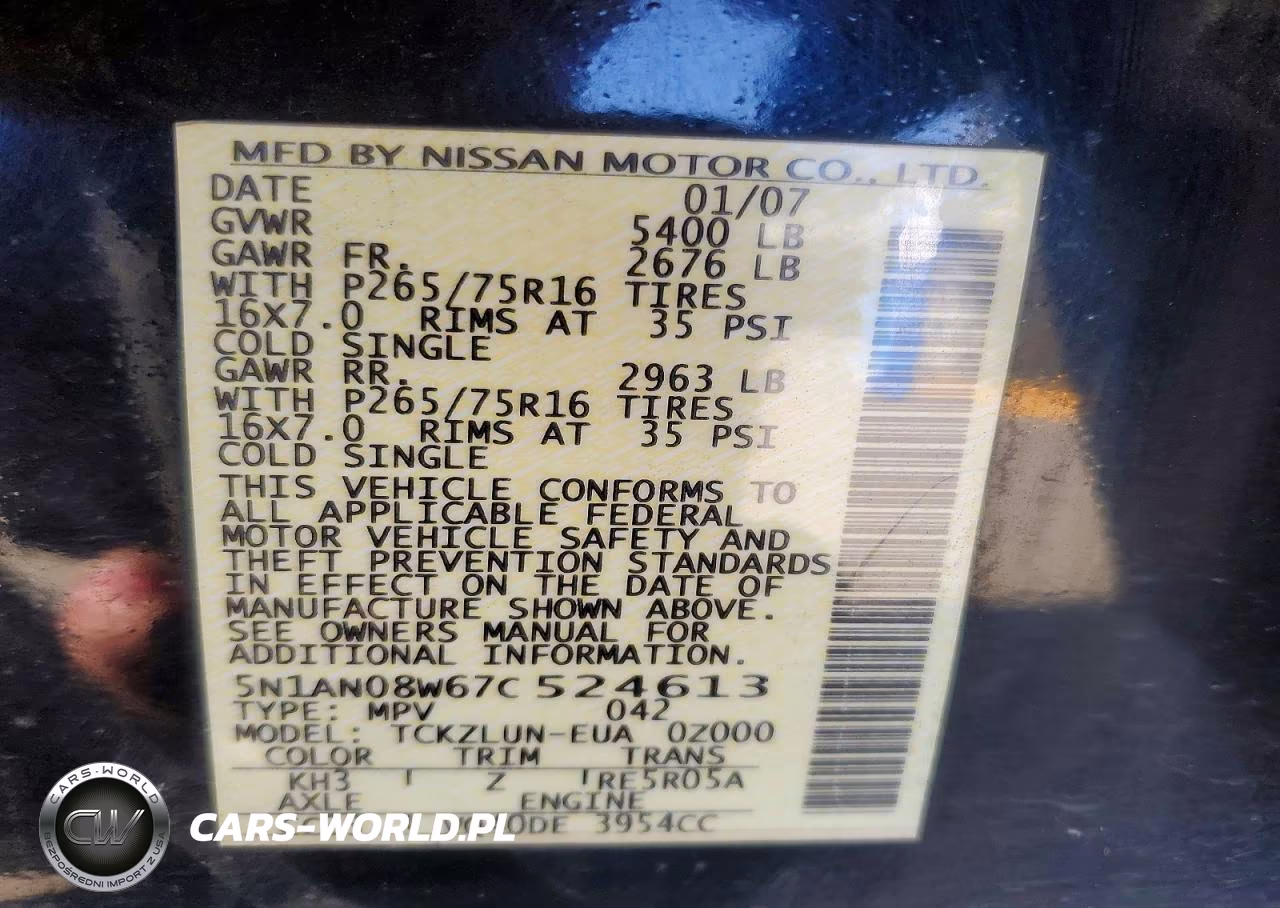 2007 Nissan Xterra X VIN:5N1AN08W67C524613 - 12
