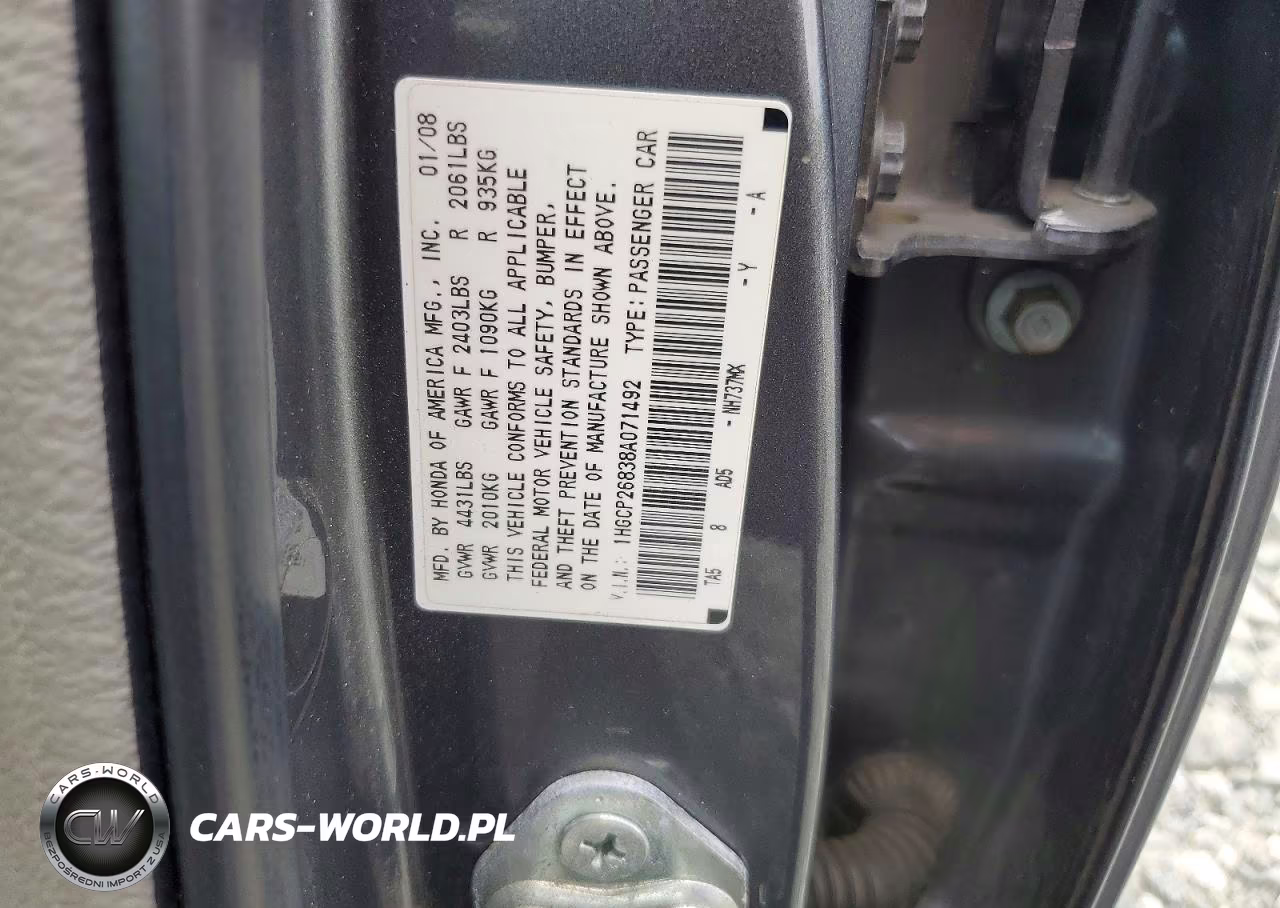 2008 Honda Accord Exl VIN:1HGCP26838A071492 - 13