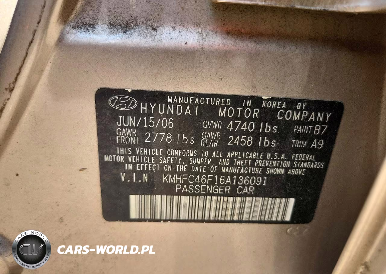 2006 Hyundai Azera Se VIN:KMHFC46F16A136091 - 12