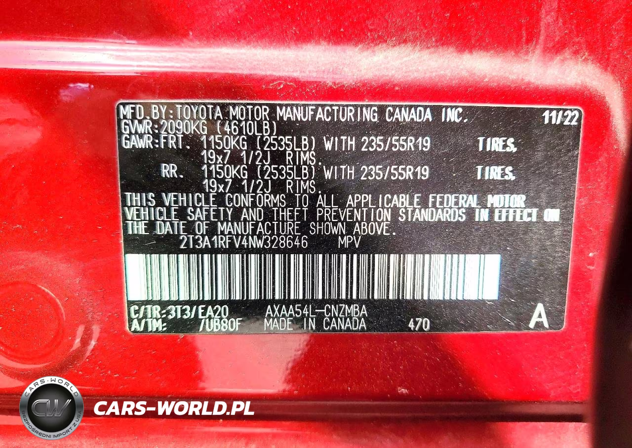 2022 Toyota Rav4 Xle Premium VIN:2T3A1RFV4NW328646 - 14