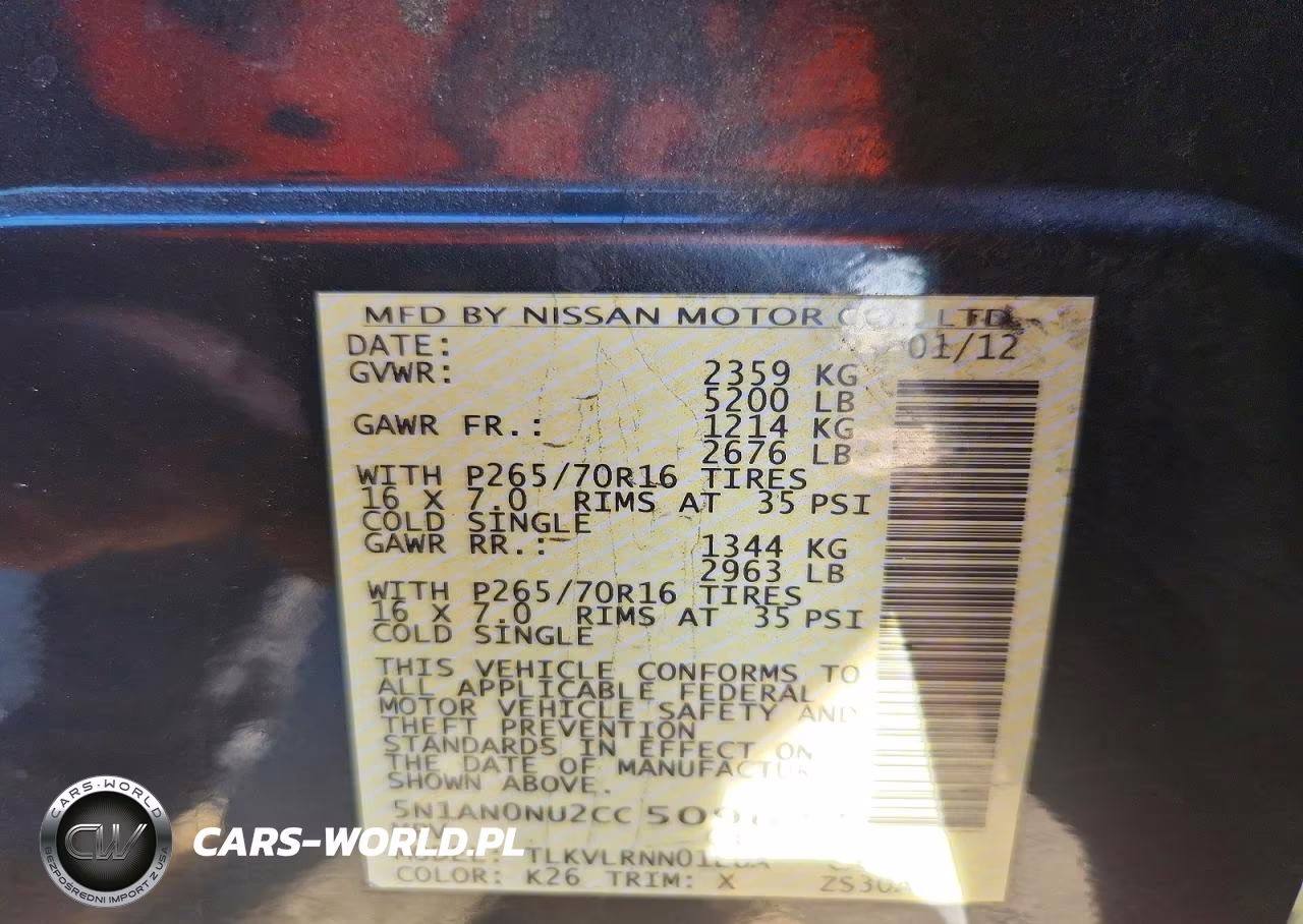 2012 Nissan Xterra X VIN:5N1AN0NU2CC509622 - 13