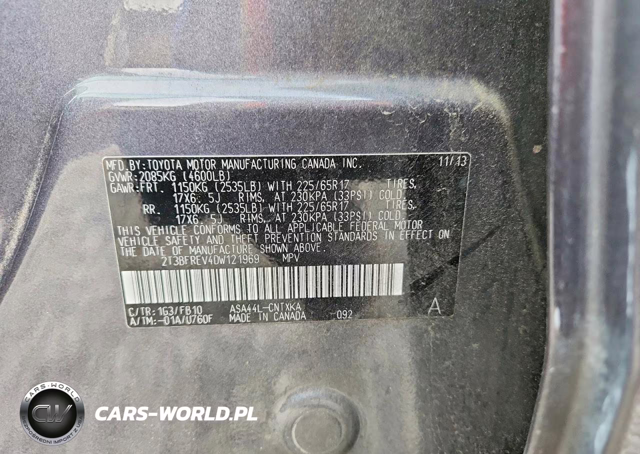 2013 Toyota Rav4 Le VIN:2T3BFREV4DW121969 - 13
