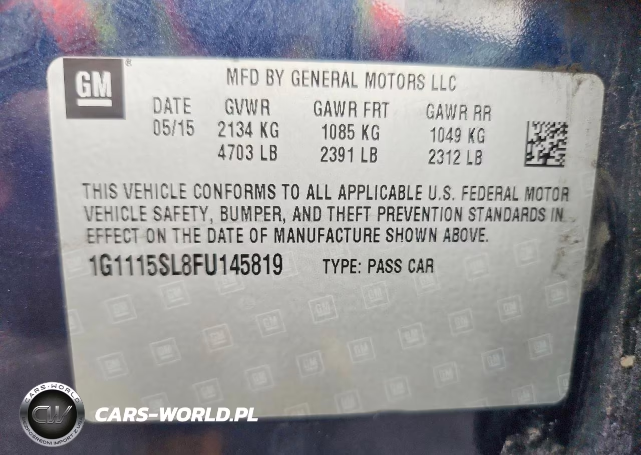 2015 Chevrolet Impala Lt VIN:1G1115SL8FU145819 - 12