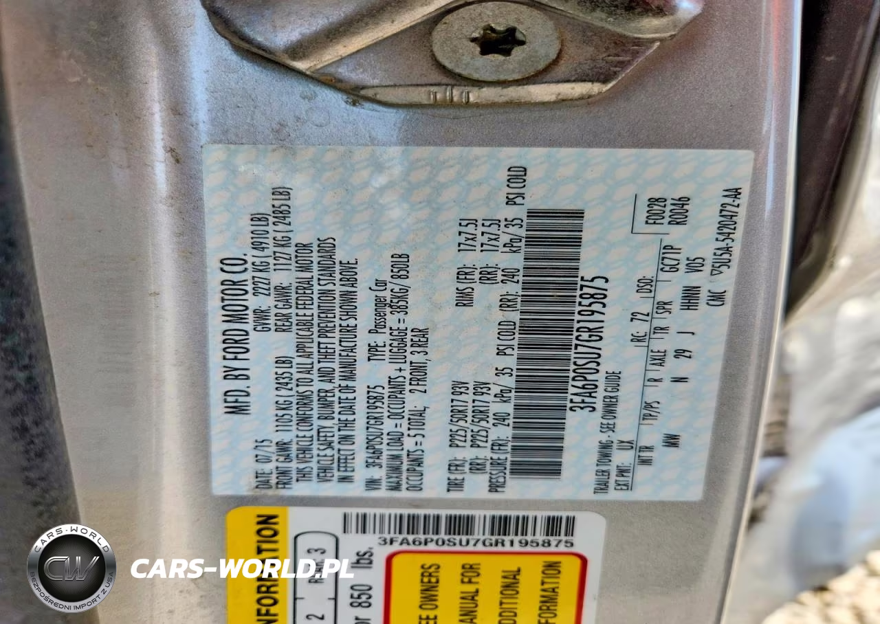 2016 Ford Fusion Titanium Phev VIN:3FA6P0SU7GR195875 - 12