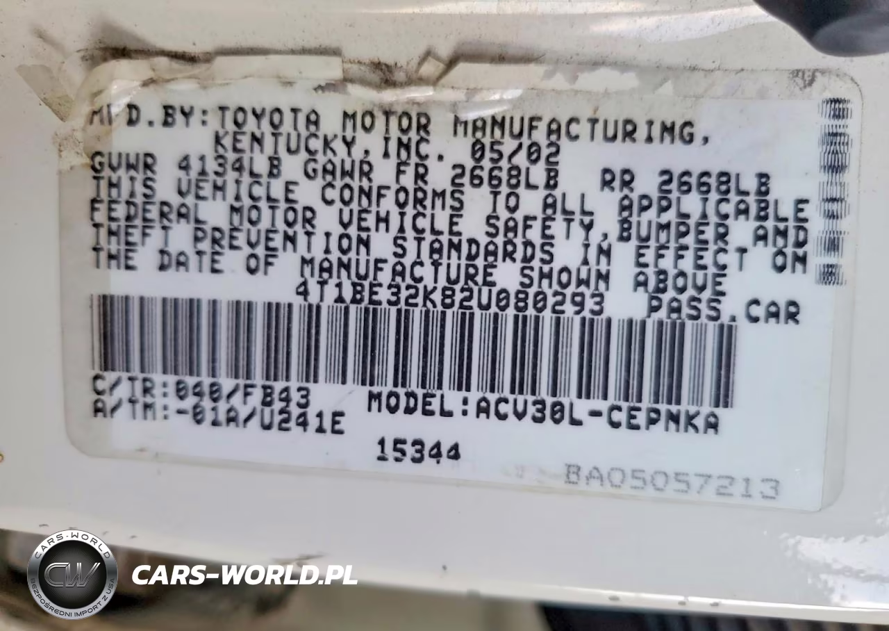 2002 Toyota Camry Le VIN:4T1BE32K82U080293 - 12