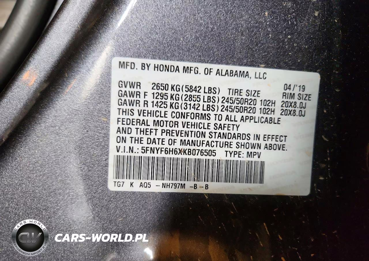 2019 Honda Pilot Touring VIN:5FNYF6H6XKB076505 - 13