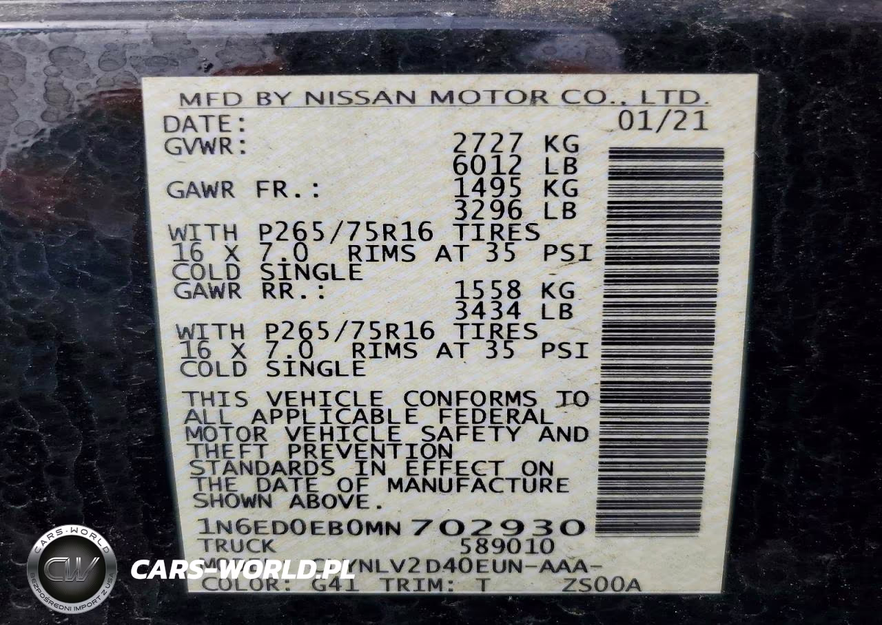 2021 Nissan Frontier Pro-4X VIN:1N6ED0EB0MN702930 - 12