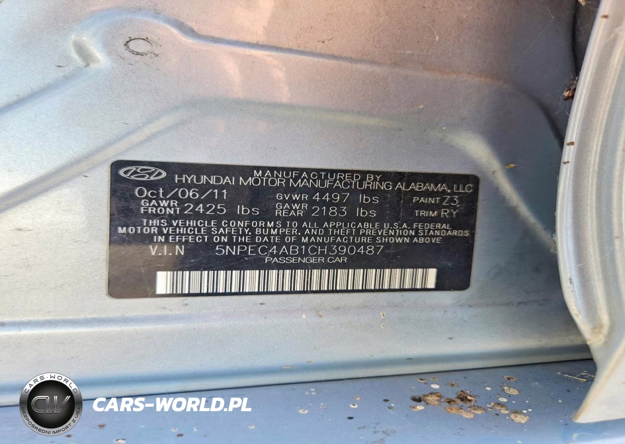 2012 Hyundai Sonata Se 2.0T VIN:5NPEC4AB1CH390487 - 12