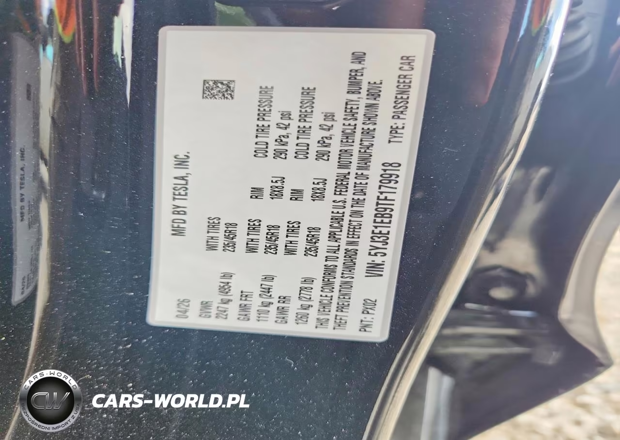 2026 Tesla Model 3 VIN:5YJ3E1EB9TF179918 - 12