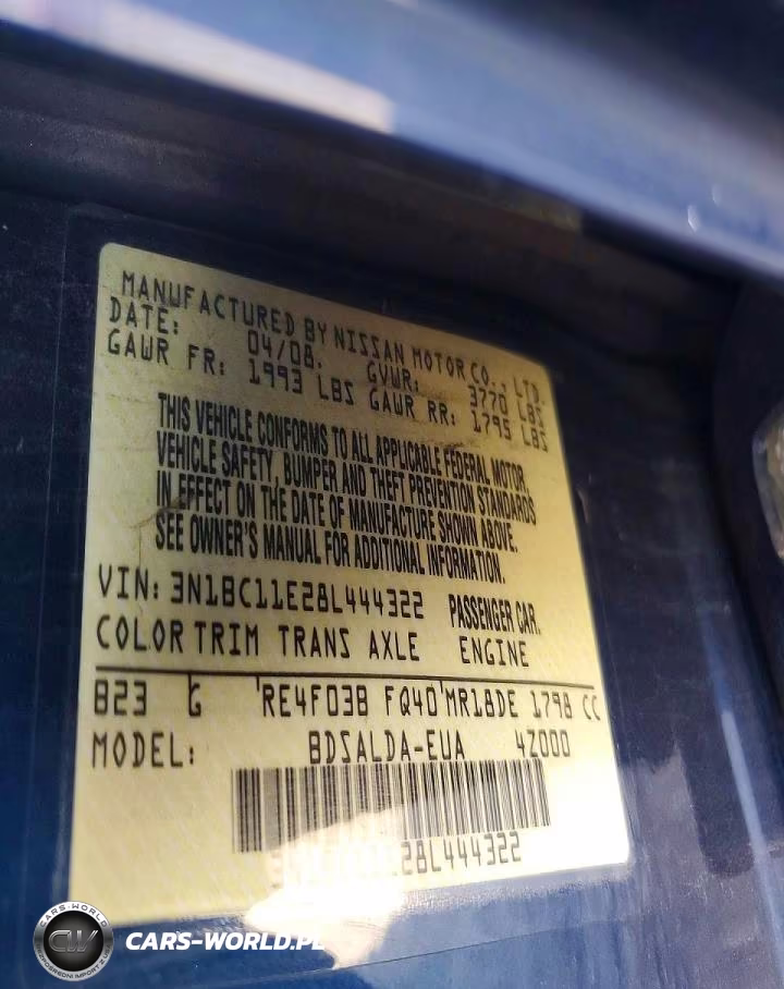 2008 Nissan Versa 1.8 S VIN:3N1BC11E28L444322 - 12