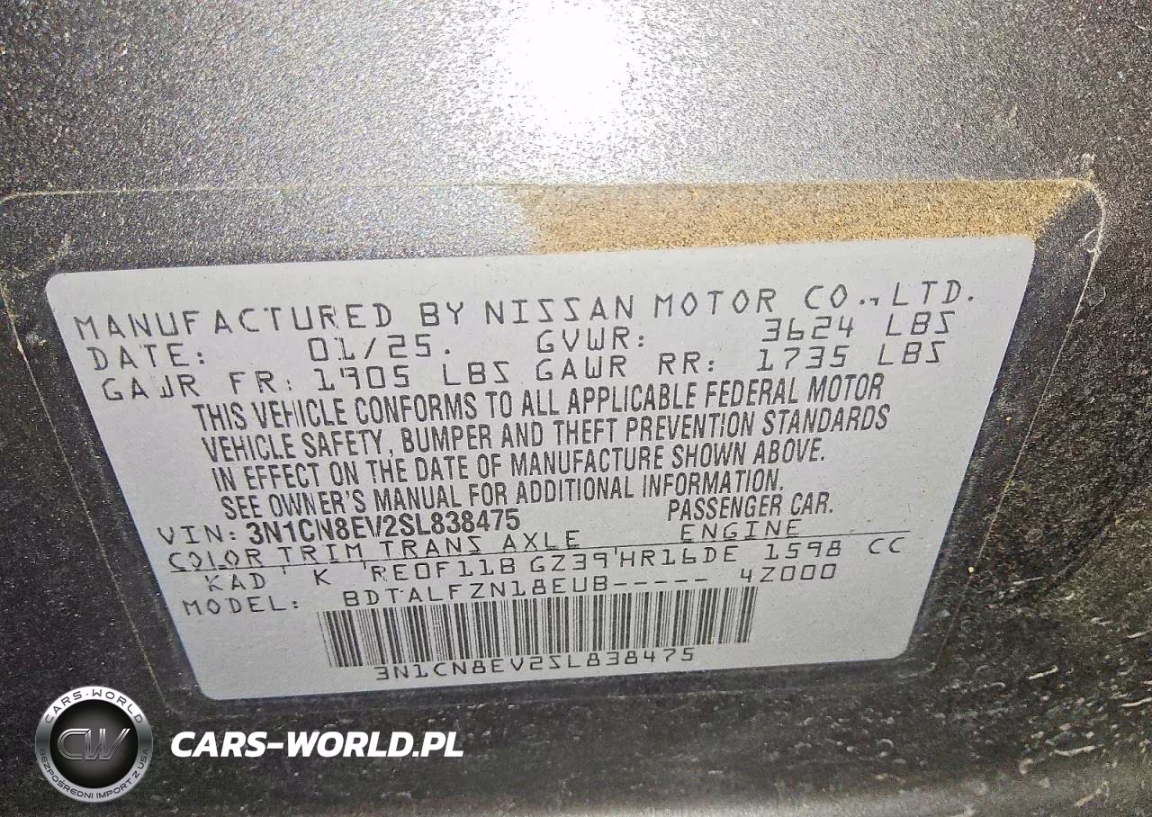2025 Nissan Versa Sv VIN:3N1CN8EV2SL838475 - 12
