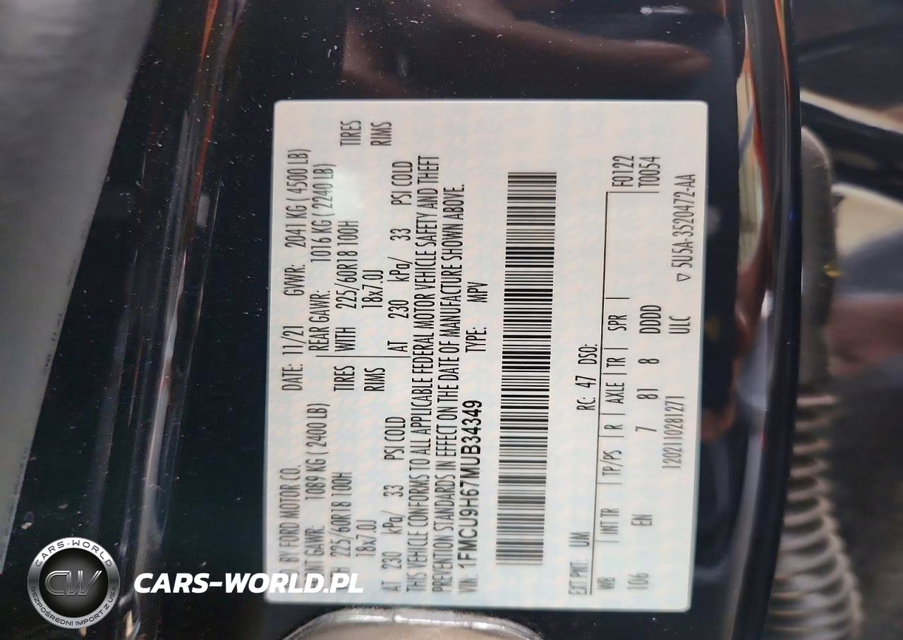 2021 Ford Escape Sel VIN:1FMCU9H67MUB34349 - 13