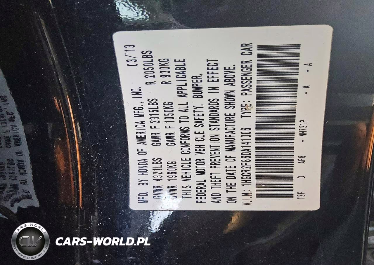 2013 Honda Accord Exl VIN:1HGCR2F86DA141006 - 13