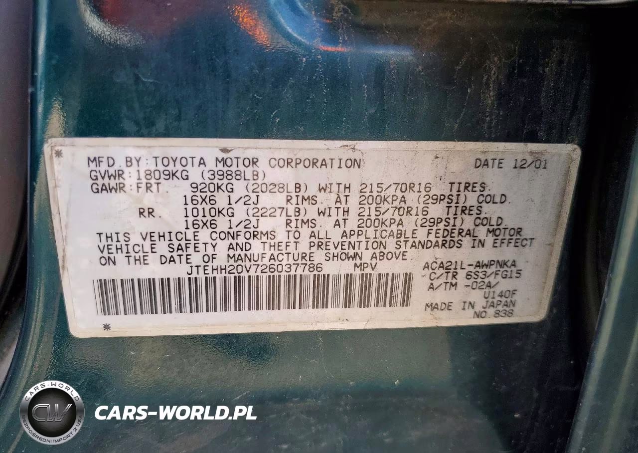 2002 Toyota Rav4 Base VIN:JTEHH20V726037786 - 12