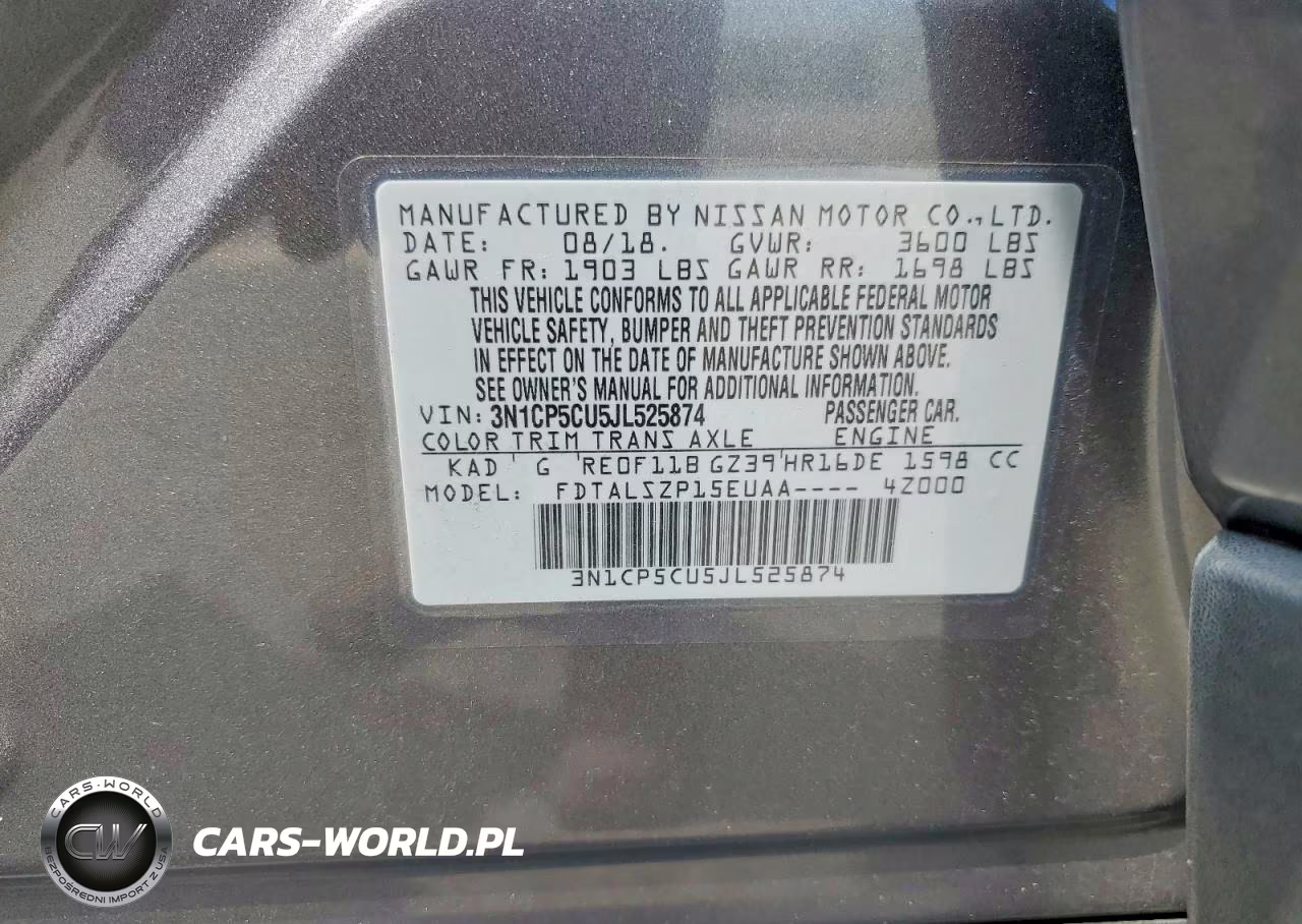 2018 Nissan Kicks Sv VIN:3N1CP5CU5JL525874 - 13
