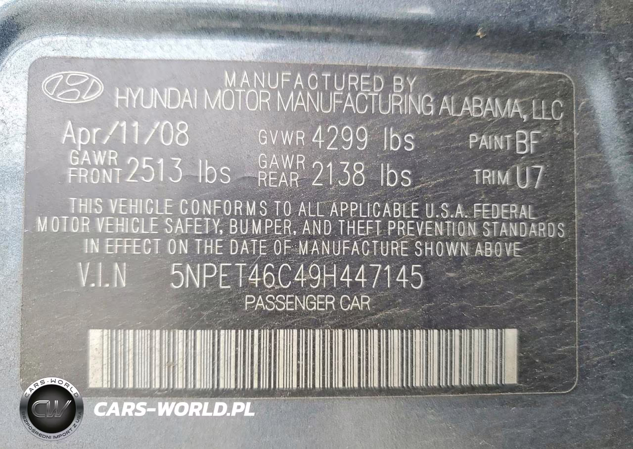 2009 Hyundai Sonata Gls VIN:5NPET46C49H447145 - 12