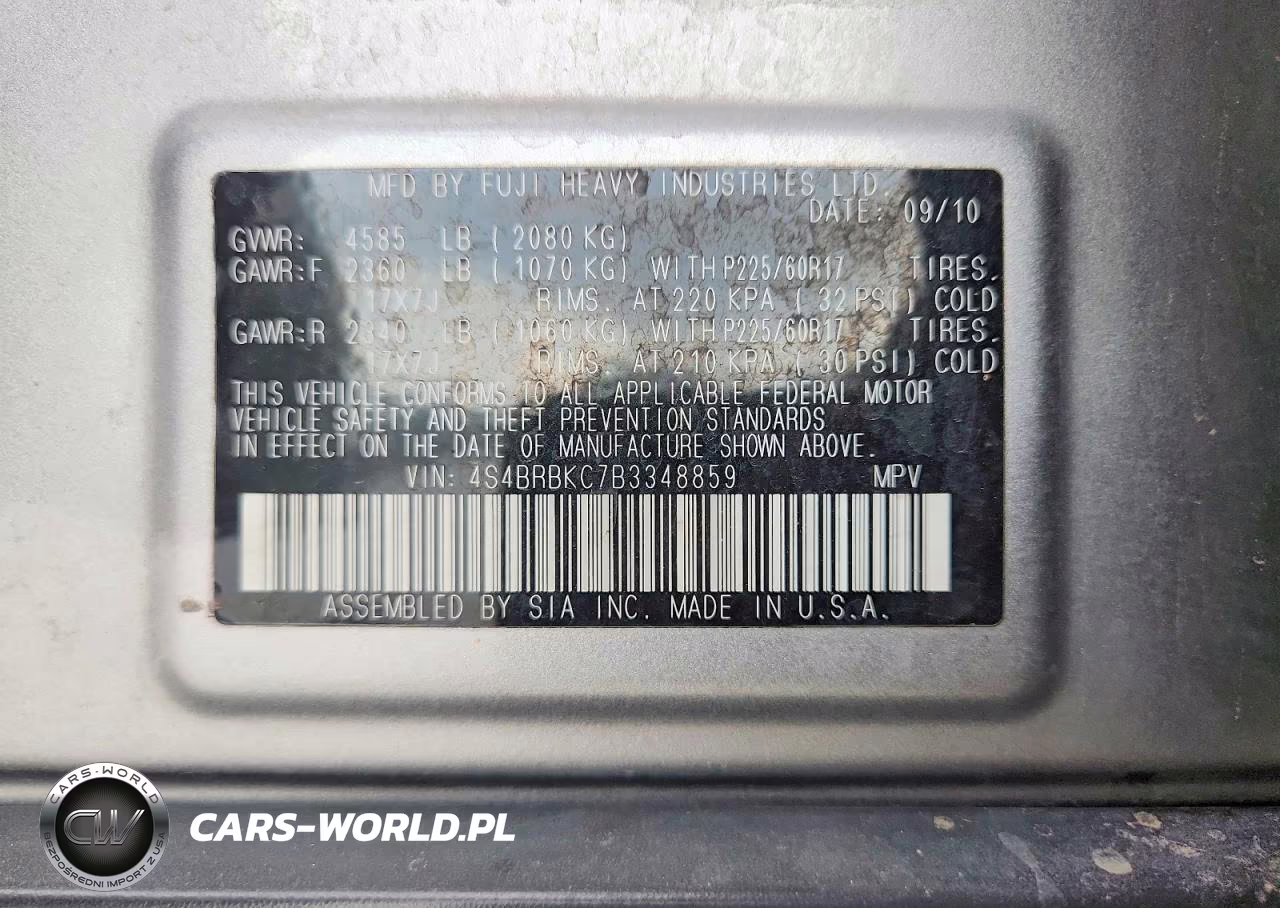2011 Subaru Outback 2.5I Limited VIN:4S4BRBKC7B3348859 - 12