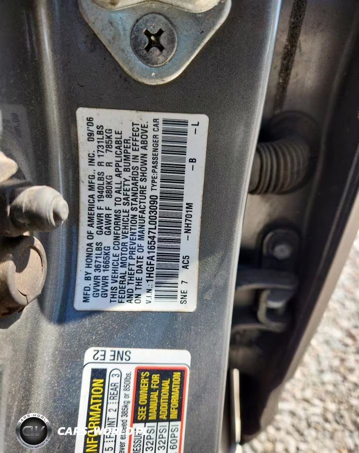 2007 Honda Civic Lx VIN:1HGFA16547L003090 - 12