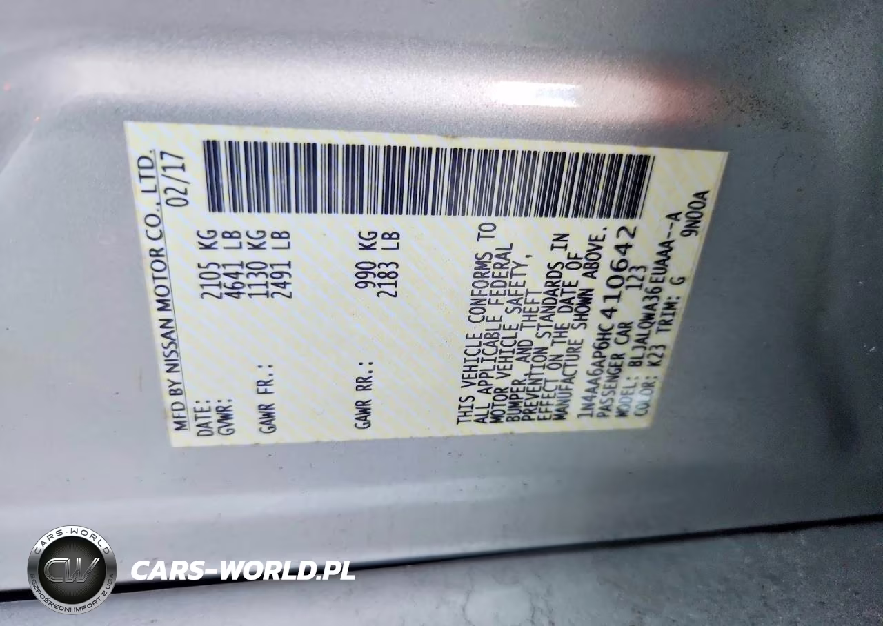 2017 Nissan Maxima 3.5 S VIN:1N4AA6AP6HC410642 - 12