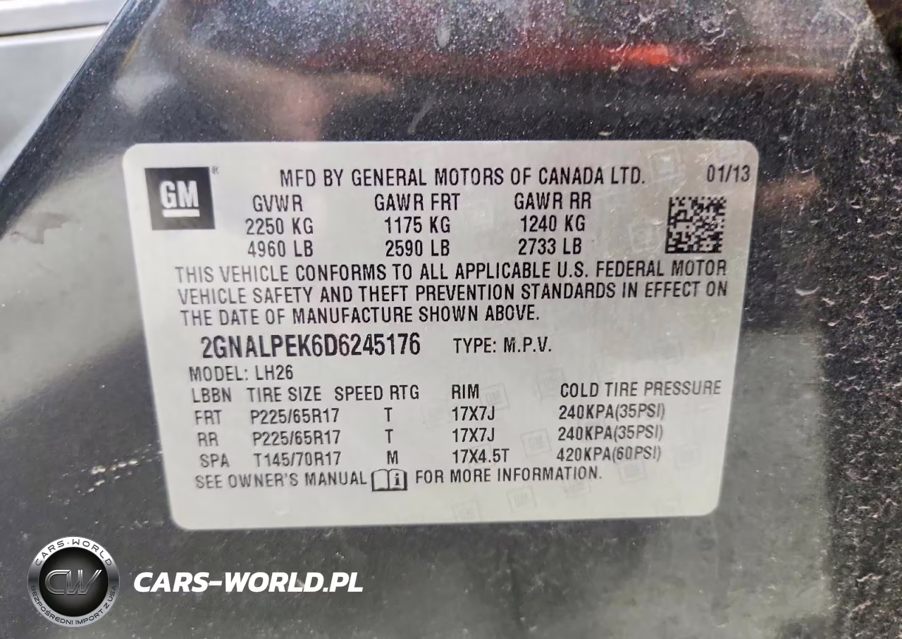 2013 Chevrolet Equinox Lt VIN:2GNALPEK6D6245176 - 13