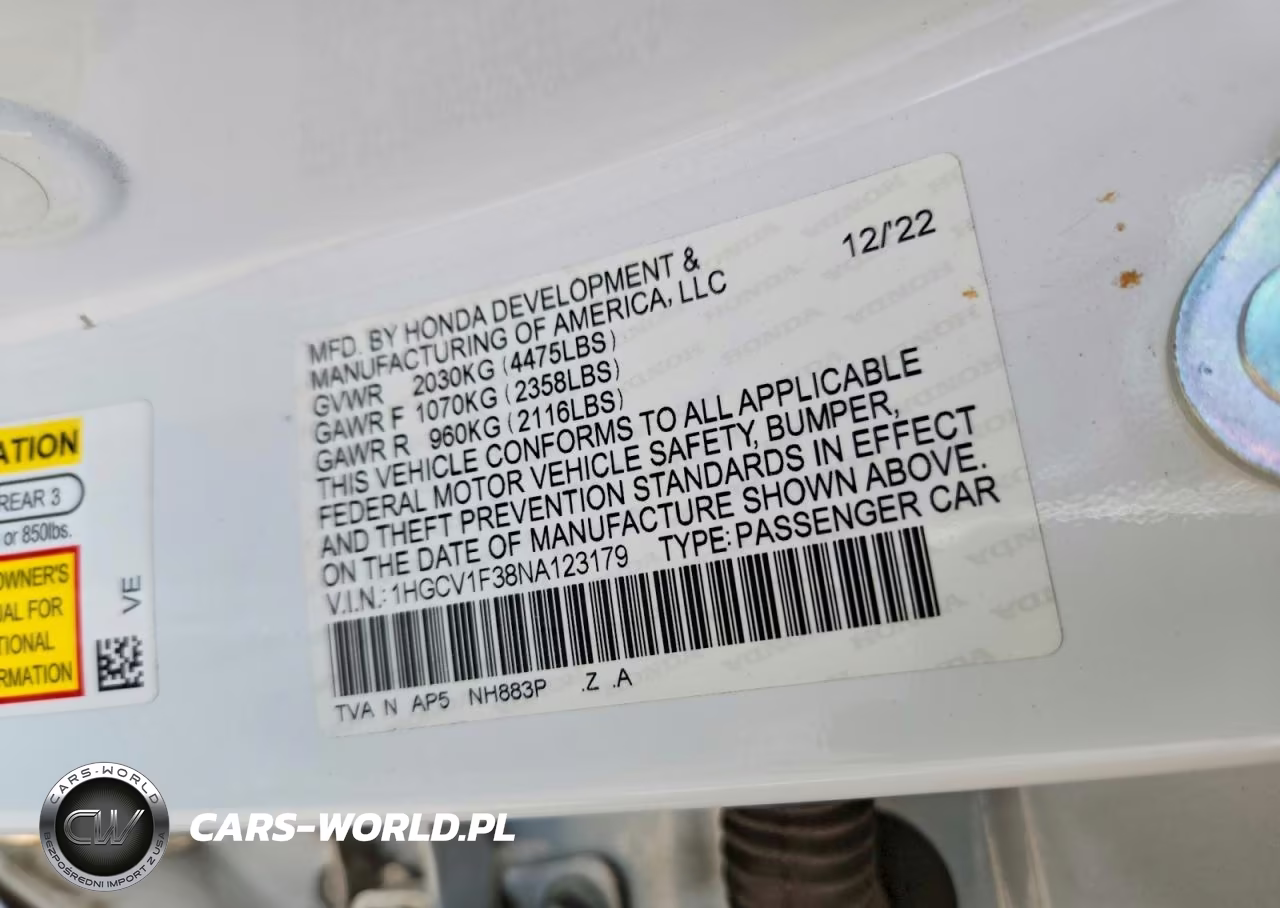 2022 Honda Accord Sport VIN:1HGCV1F38NA123179 - 13