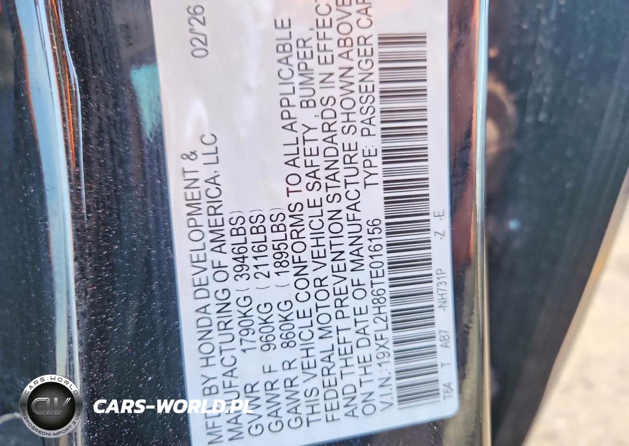 2026 Honda Civic Sport VIN:19XFL2H86TE016156 - 12