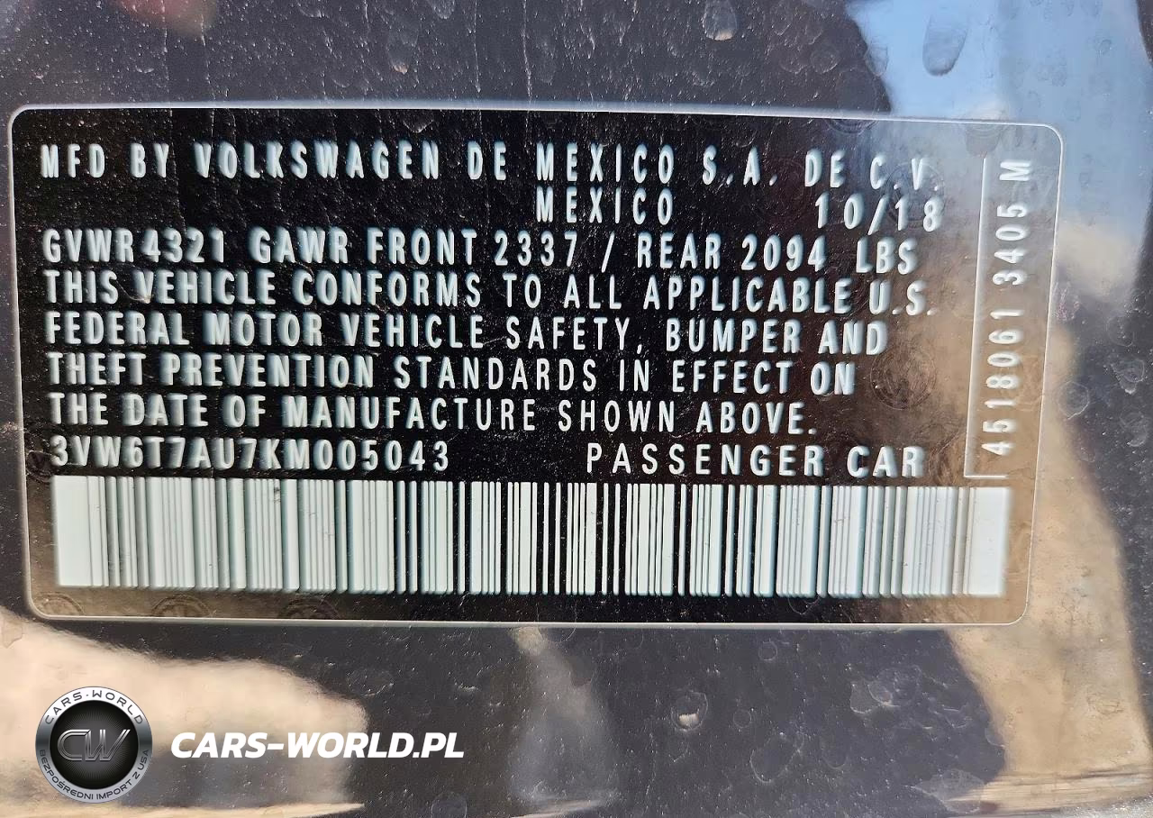 2019 Volkswagen Gti S VIN:3VW6T7AU7KM005043 - 13